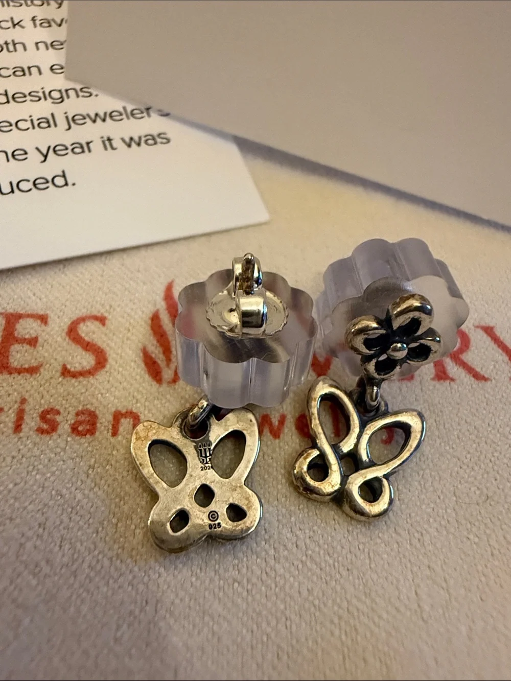 James Avery Sterling Silver Butterfly & Flower Dangle Earrings – Limited Edition